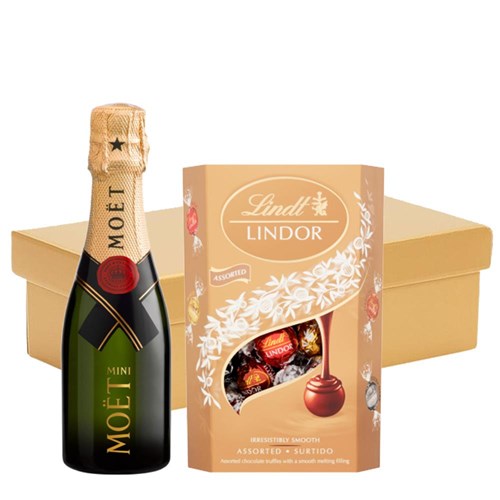 Mini Moet And Chandon Brut Champagne 20cl And Chocolates In Gift Hamper